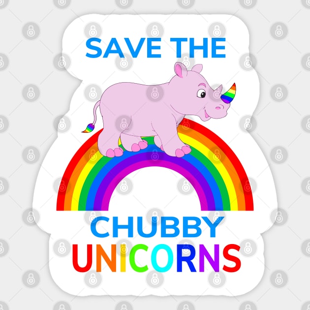 Save The Chubby Unicorns T-Shirt - Funny Rhino Tee For Kids Sticker by Ilyashop